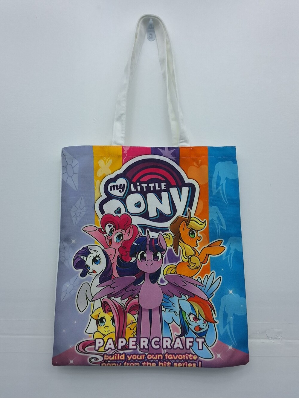 My Little Pony Papercraft Canvas Tote Bag Rainbow Character Shoulder Bag, NEW